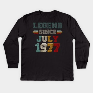 46 Years Old Legend Since July 1977 46th Birthday Kids Long Sleeve T-Shirt